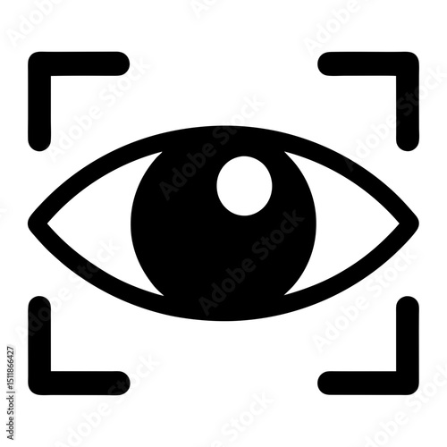 Stylized eye with focus square elements, symbol for vision and focus