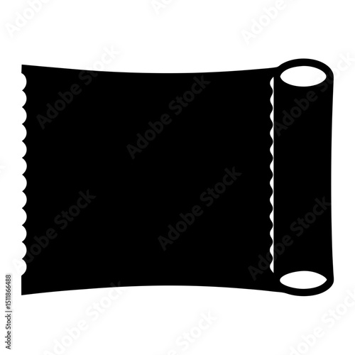 Ancient black scroll with scalloped edge, unrolled for reading and revelation