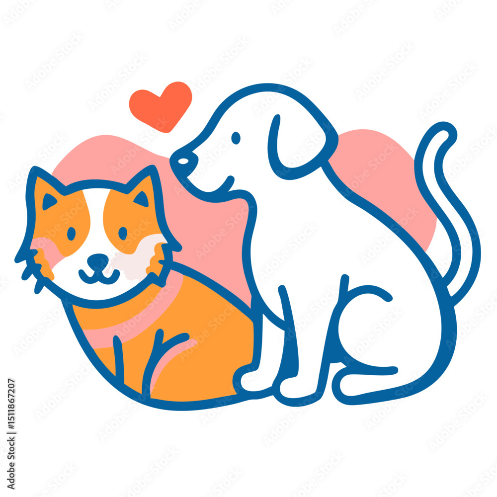 Naklejka premium Friendly dog and cat illustration, for pet adoption websites