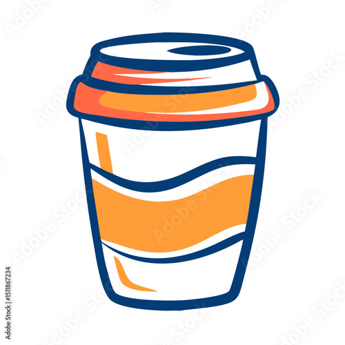 Coffee cup icon, orange and white, for branding