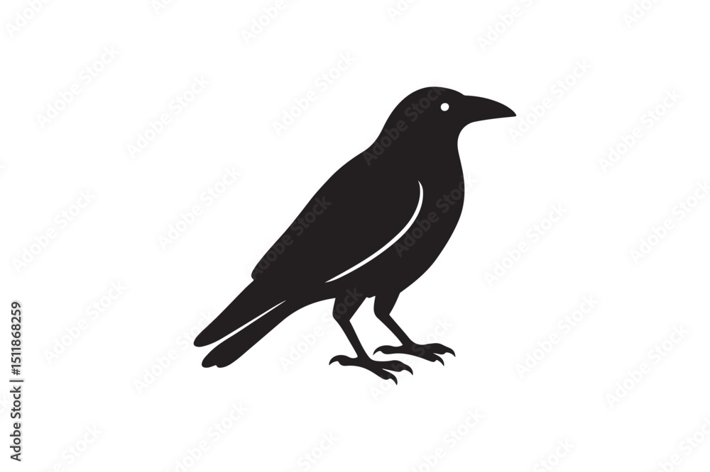 Obraz premium Raven silhouette vector art illustration on white background