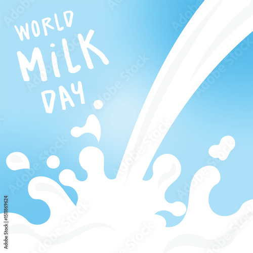 World Milk Day Splash Background Blue and White Dairy Concept Design