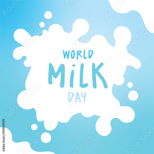 World Milk Day Splash Background Blue and White Dairy Concept Design