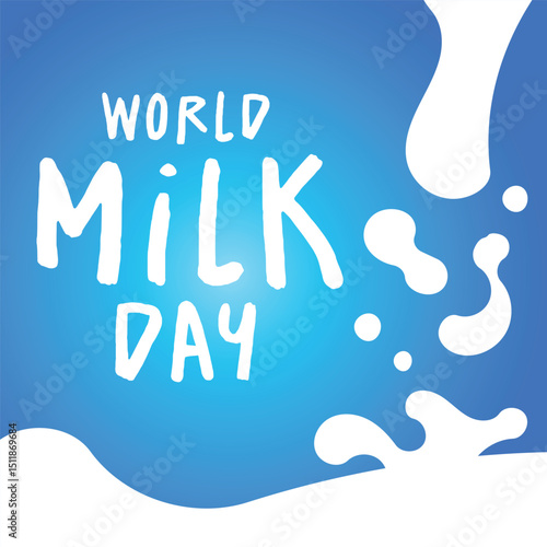 World Milk Day Splash Background Blue and White Dairy Concept Design