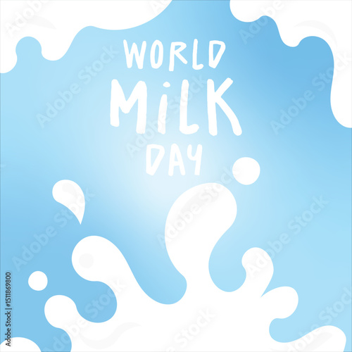 World Milk Day Splash Background Blue and White Dairy Concept Design