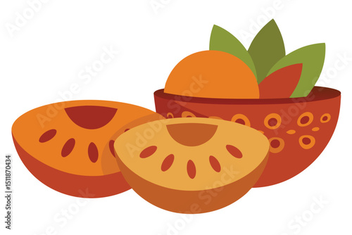 Abstract clay fruit bowls with cutout patterns in artistic home decor vector art illustration