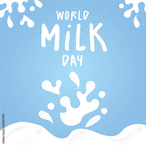 World Milk Day Splash Background Blue and White Dairy Concept Design