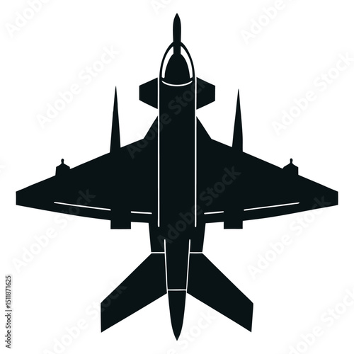 A vector illustration of an isolated military jet fighter plane flying through the air