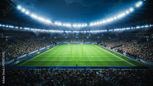 Tableau sur toile Night View of a Packed American Football Stadium