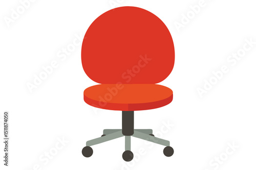 Circular base office chair with no armrests in minimal style vector art illustration