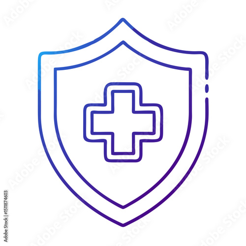 Healthcare insurance shield with a medical cross sign 