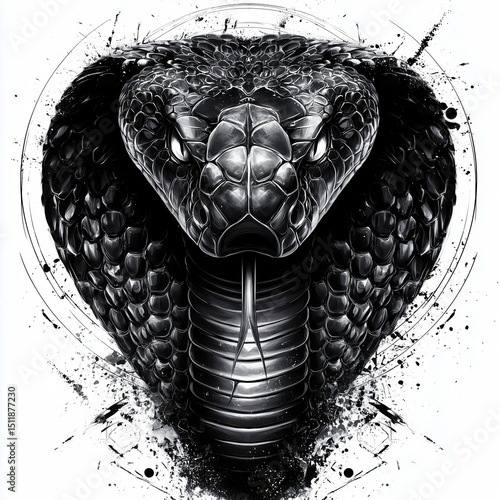 Wallpaper Mural Black and white drawing of snake head Torontodigital.ca