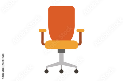 Ergonomic mesh office chair with wheels in breathable design vector art illustration