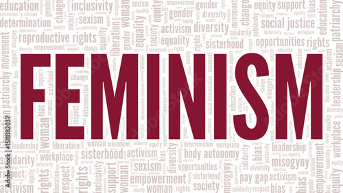 Feminism word cloud conceptual design isolated on white background.