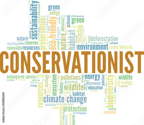 Conservationist word cloud conceptual design isolated on white background.
