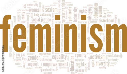 Feminism word cloud conceptual design isolated on white background.