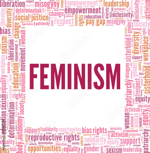 Feminism word cloud conceptual design isolated on white background.