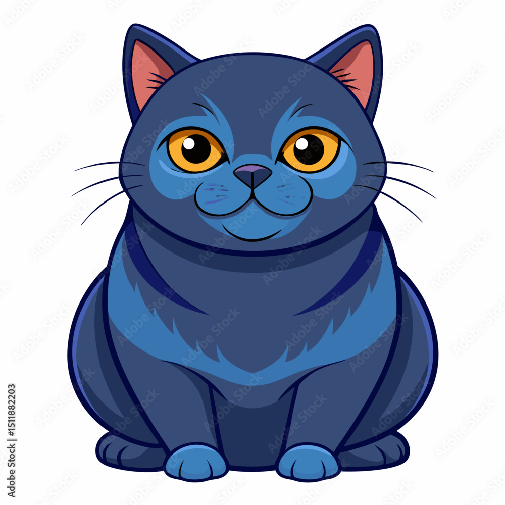 Fototapeta premium Adorable British Shorthair Cat Drawing – Cute Pet Clipart