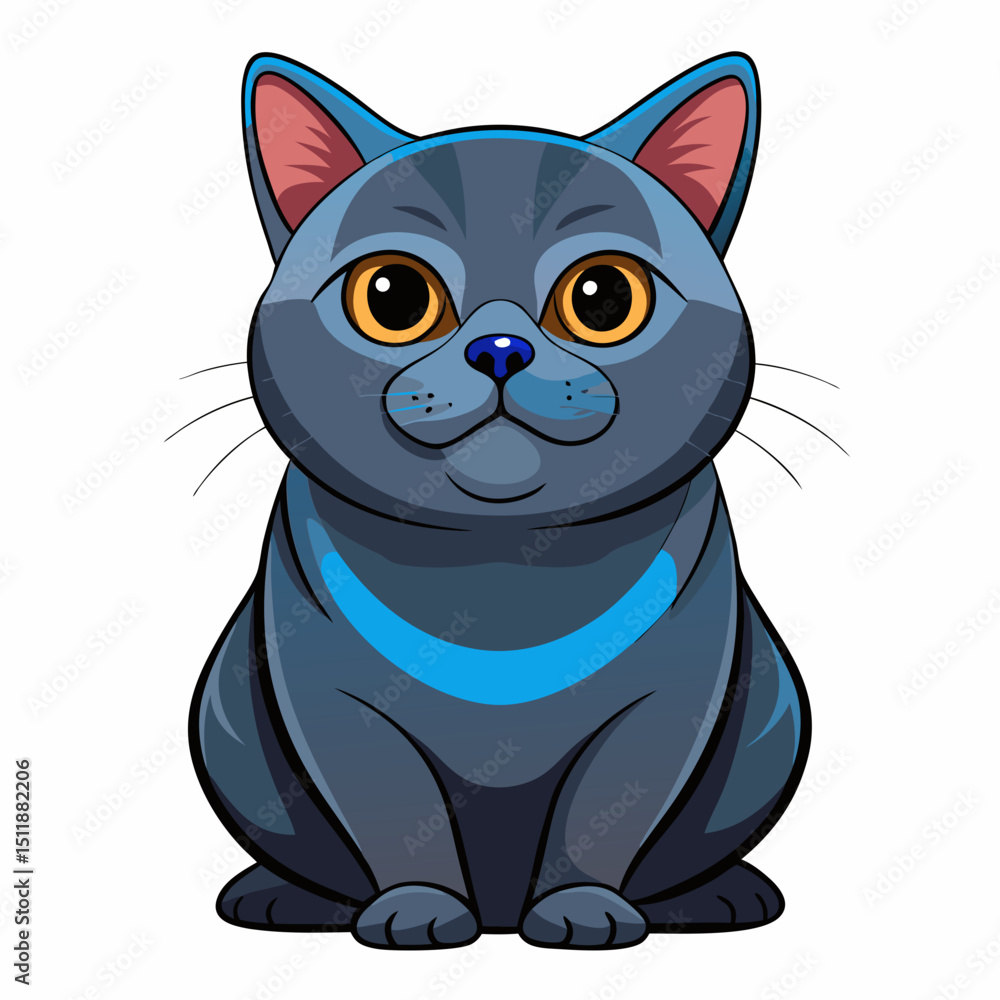 Fototapeta premium Digital Art of British Shorthair – Round Face Cat Vector