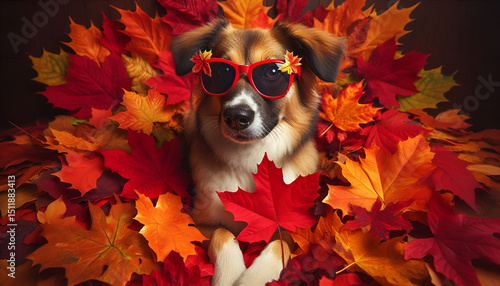 Stylish Dog Enjoying Autumn Vibes.