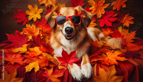 Stylish Dog Enjoying Autumn Vibes.
