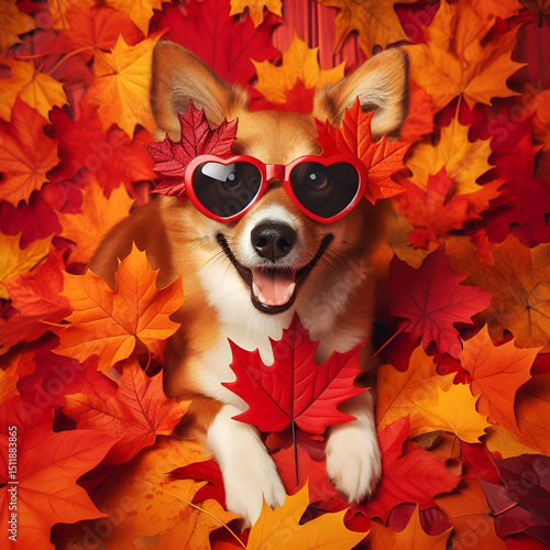 Stylish Dog Enjoying Autumn Vibes.