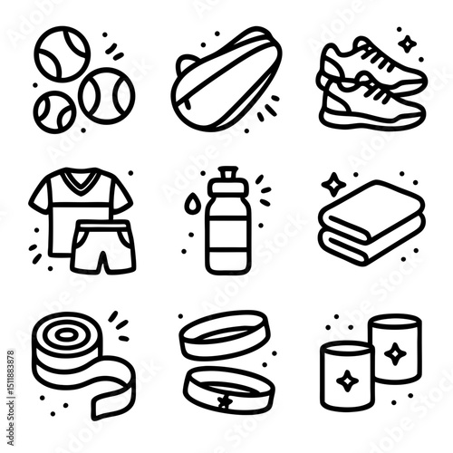 tennis vector of flat icons for design