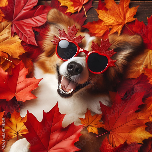Stylish Dog Enjoying Autumn Vibes.