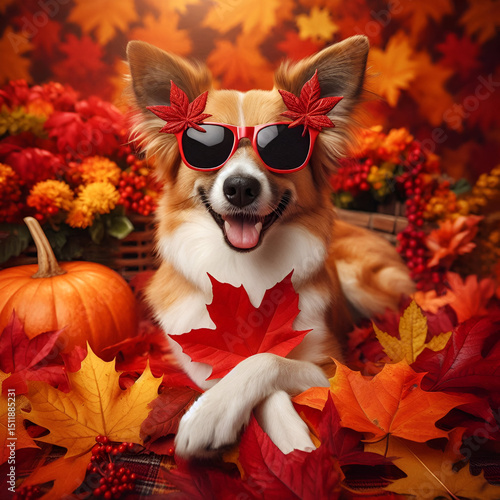 Stylish Dog Enjoying Autumn Vibes.