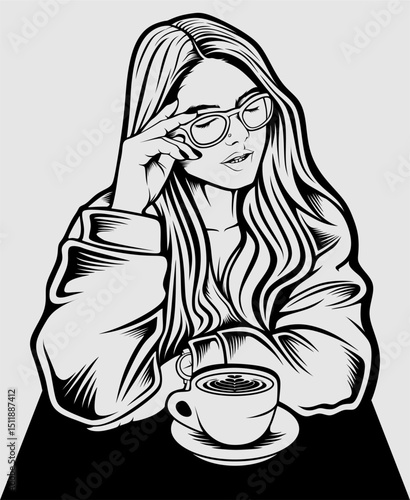 beautiful girl in action illustration