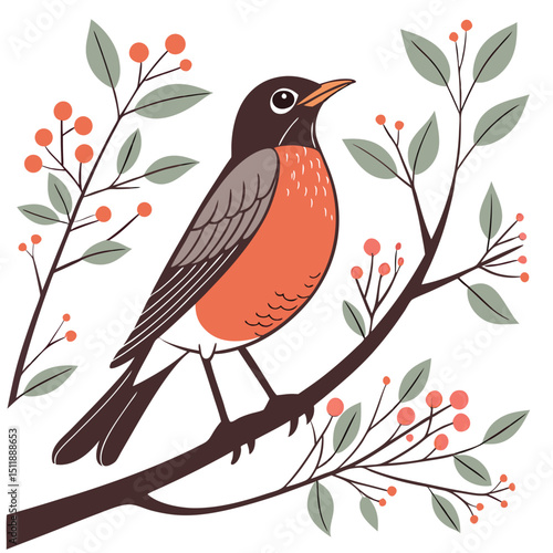 American Robin A sign of spring recognizable with its orange red chest