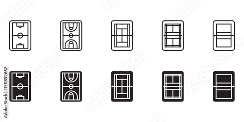 collection of sports fields. soccer field. basketball. volleyball. tennis and badminton.