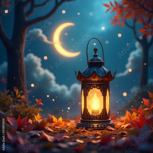 night landscape with moon and clouds, Eid collection