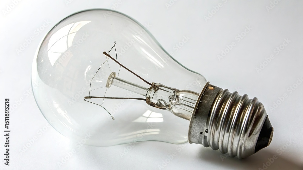 electric light bulb on a white background, symbolising ideas, energy, innovation and simplicity in design and technology electric light bulb on a white background, symbolising ideas, energy, innovation and simplicity in design and technology