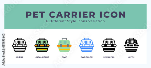 Pet carrier icon illustration vector with different styles