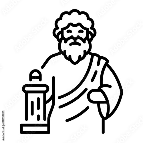 A linear style icon of philosopher