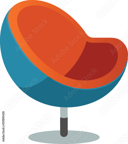 Pod style swivel chair for modern office ergonomic seating vector art illustration