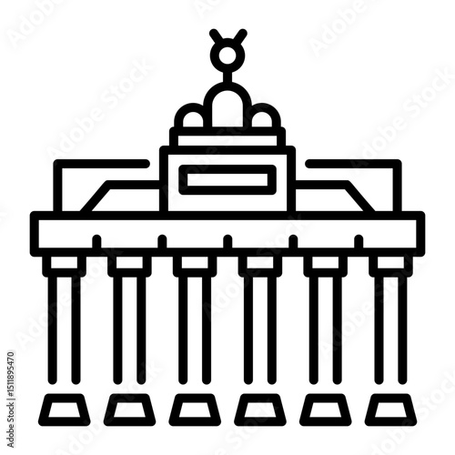 A linear icon depicting brandenburg gate landmark