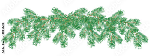 Hand Drawn Pine Twigs Creativity top garland without decorations Winter Holidays decor Template idea