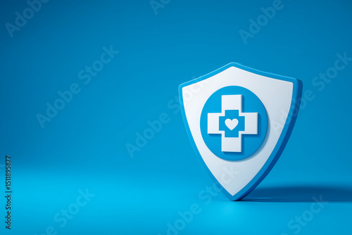 International Universal Health Coverage Day. Medical Shield with Cross and Heart – Health Coverage, Safety, and Universal Healthcare Concept
