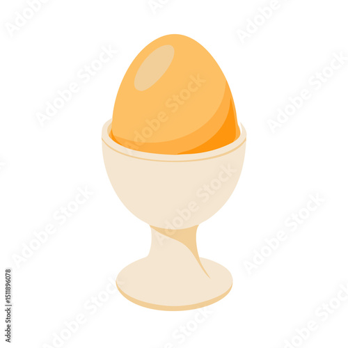 Vector illustration of a soft-boiled egg in an elegant egg cup on white background