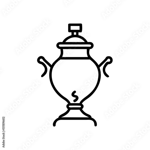 Traditional tea samovar in minimalist line art design  icon