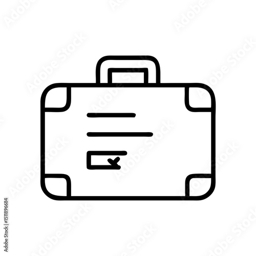 Simple black line suitcase icon for travel concept  