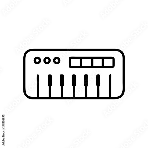 Electronic keyboard in simple line art style representing music creation  icon