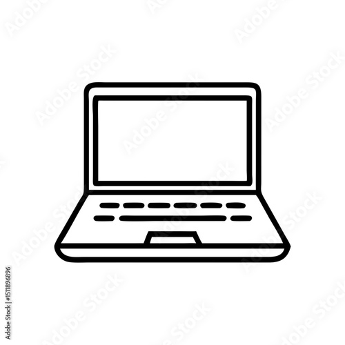 Laptop illustration with open screen in minimalist design  icon