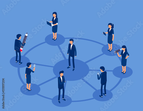 Social Contacts. Vector isometric concept