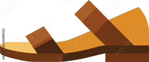 Square toe leather sandals for office in formal footwear vector art illustration