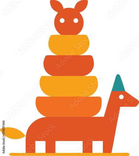 Stackable animal totems made from clay in tribal folk art vector art illustration