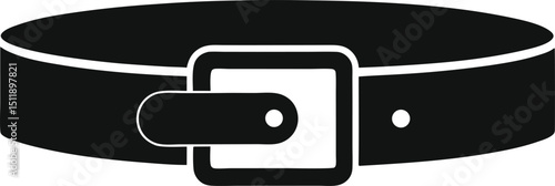 Stylish black leather belt with silver buckle in classic fashion vector art illustration