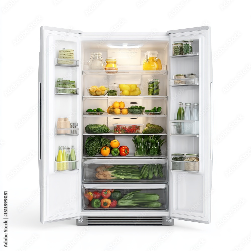 Refrigerator full of fresh produce healthy eating fridge organization kitchen appliance food storage appliance Refrigerator full of fresh produce healthy eating fridge organization kitchen appliance food storage appliance